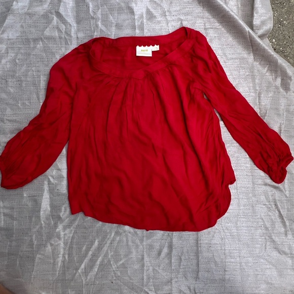 Maeve by Anthropologie Women's 3/4 Sleeve Red Blouse - Picture 2 of 7